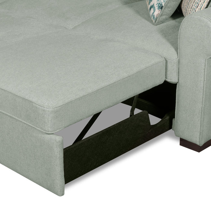 Haven 3-Piece Chenille Sleeper Sectional - Seafoam