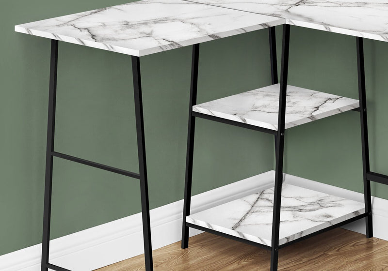 Evlin Corner Desk - White Marble-Look
