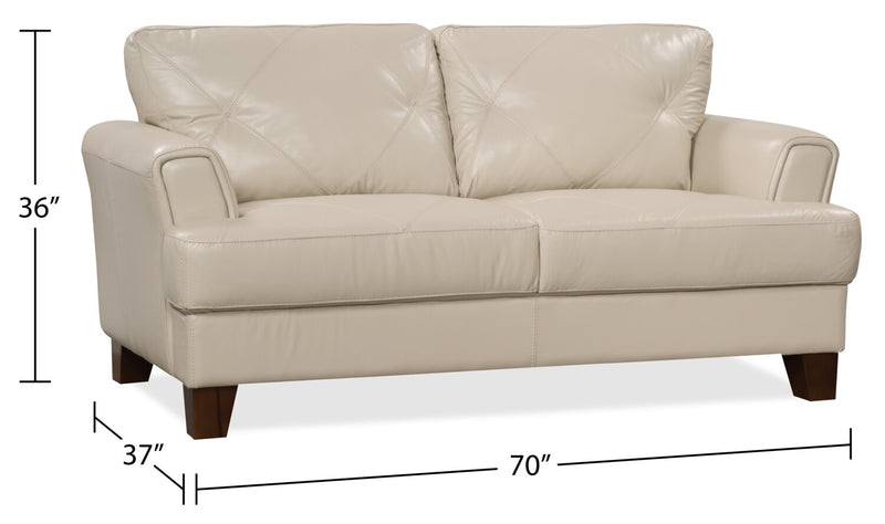 Vita 100% Genuine Leather Loveseat - Smoke