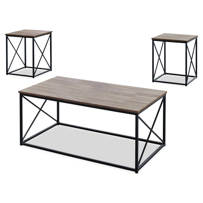Kasey 3-Piece Coffee and Two End Tables Package - Dark Taupe 