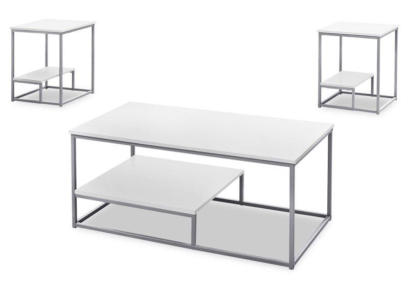 Jules 3-Piece Coffee and Two End Tables Package - White 