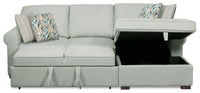 Scott Living Haven 2-Piece Right-Facing Chenille Fabric Sleeper Sectional with Storage Chaise - Seafoam Blue 