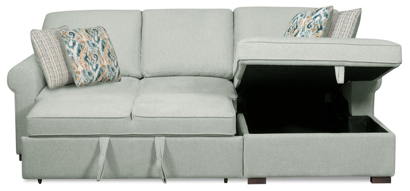 Haven 2-Piece Right-Facing Chenille Sleeper Sectional - Seafoam