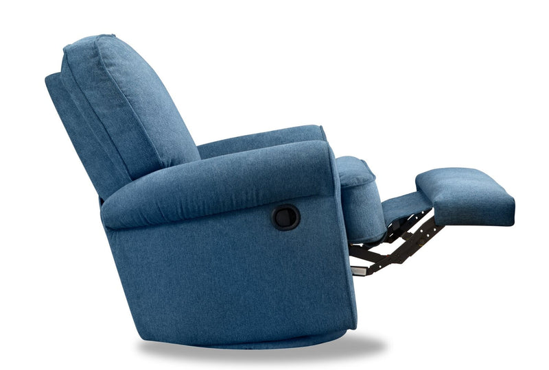 Bevin Chenille Swivel Glider Recliner - Blue