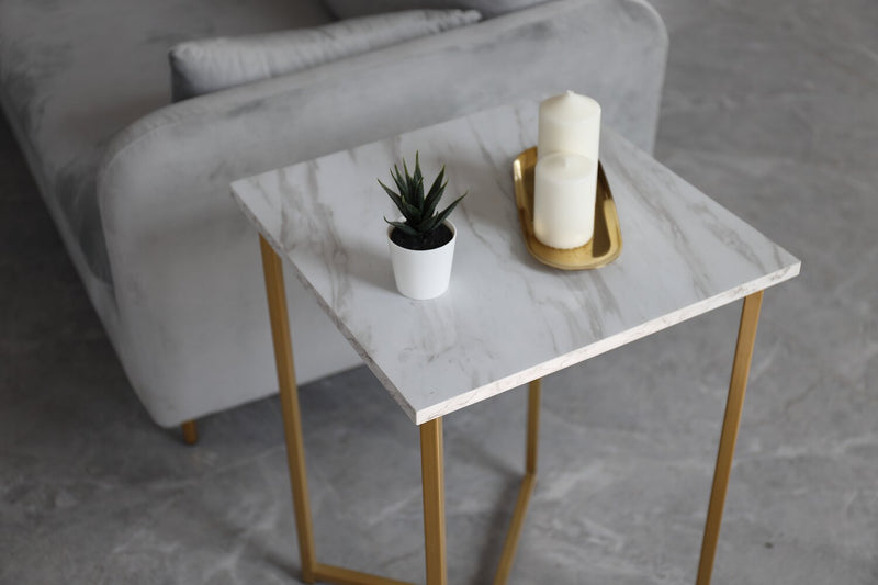 Mia Faux Marble Chairside Table  