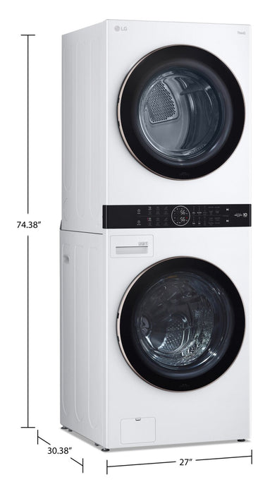 LG 5.2 Washer/7.4 Dryer Cu. Ft. Front-Load High-Efficiency Washtower™ - White - WKE100HWA 