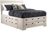 Yorkdale 12-Drawer Platform Bed with Headboard & Storage Frame, Made in Canada, White - Queen Size 