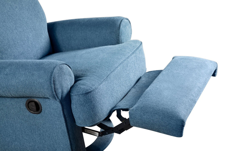 Bevin Chenille Swivel Glider Recliner - Blue