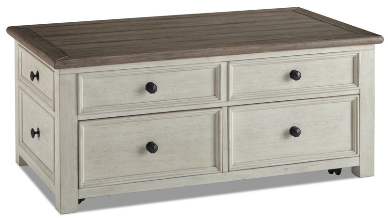 Colby Coffee Table with Lift Top and Casters - White