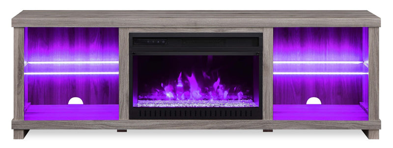 Aurora 72\" TV Stand with Crystal Ember Firebox