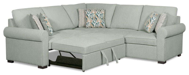 2-Piece Chenille Sectional with Left-Facing Sleeper Sofa - Seafoam