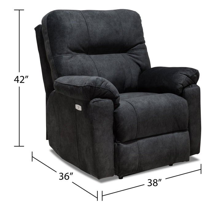 Gybson Polyester Power Recliner - Graphite