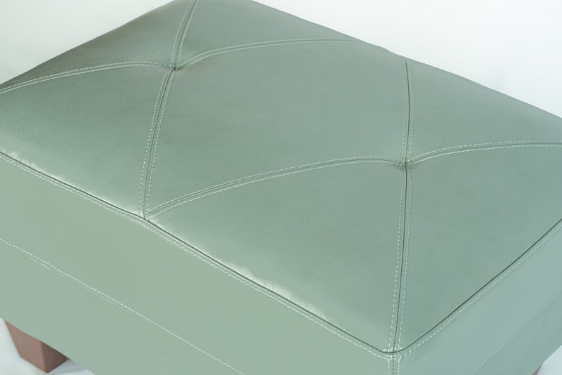 Vita 100% Genuine Leather Ottoman - Seafoam