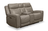 Prescott Genuine Leather Power Reclining Loveseat - Grey
