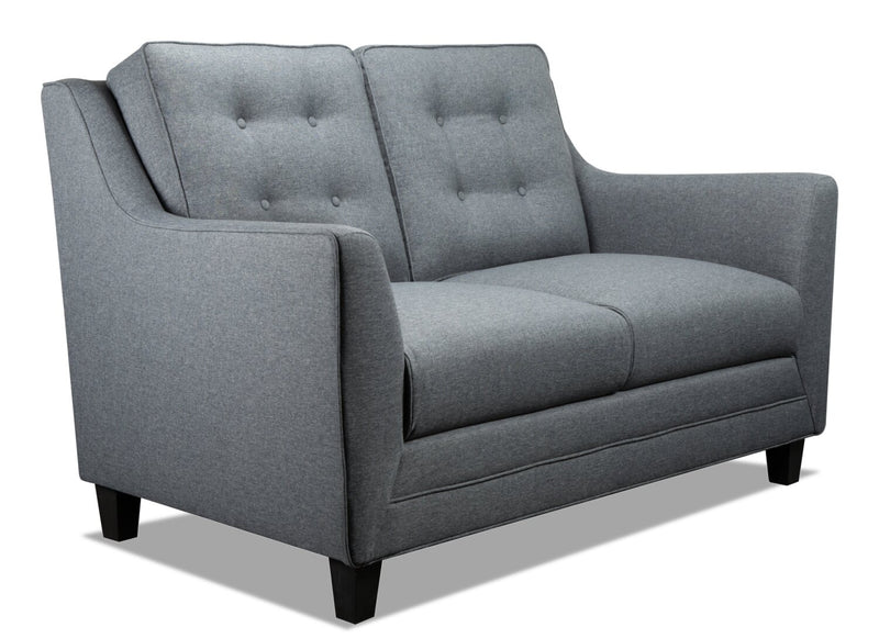 Novalee Linen-Look Fabric Loveseat - Grey