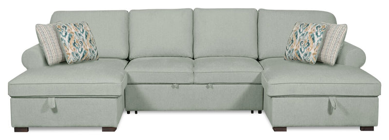 Haven 3-Piece Chenille Sleeper Sectional - Seafoam
