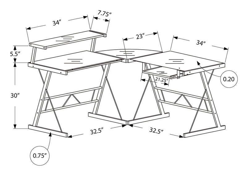 Elias L-Shaped Desk - Espresso