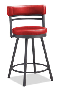 Mila Counter-Height Stool with Swivel Seat & Vegan Leather Fabric, 25