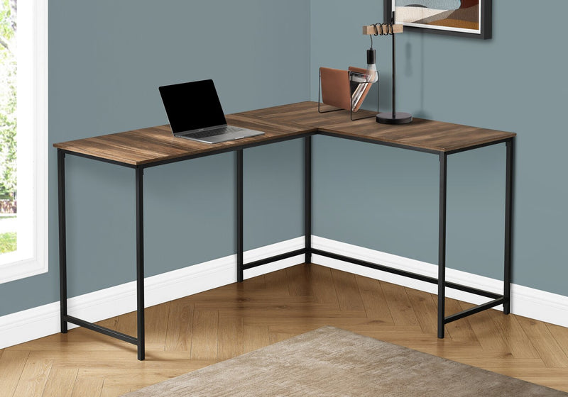Karter L-Shaped Corner Desk - Brown 
