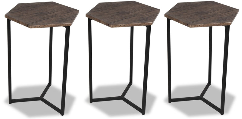 Cleo 3-Piece Chairside Table Package - Brown  