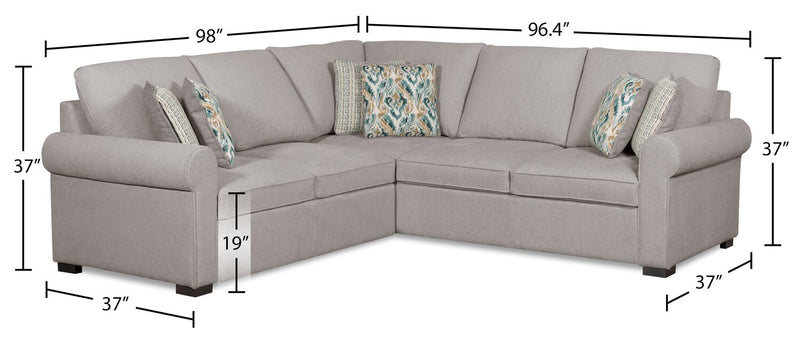 Haven 2-Piece Left-Facing Chenille Sectional - Grey