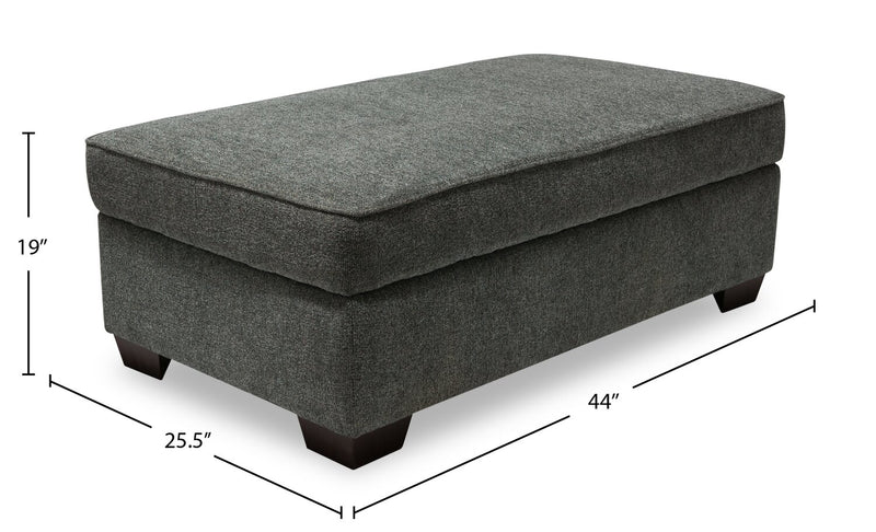 Verona Brushed Linen-Look Fabric Storage Ottoman – Charcoal