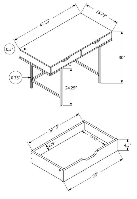 Butler Desk - Grey Stone-Look