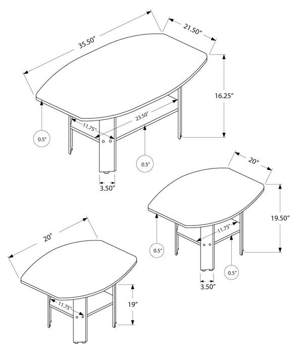 Everest 3-Piece Coffee and Two End Tables Package - Oak