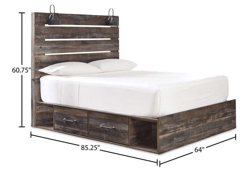 Abby Queen Side Storage Bed - Brown