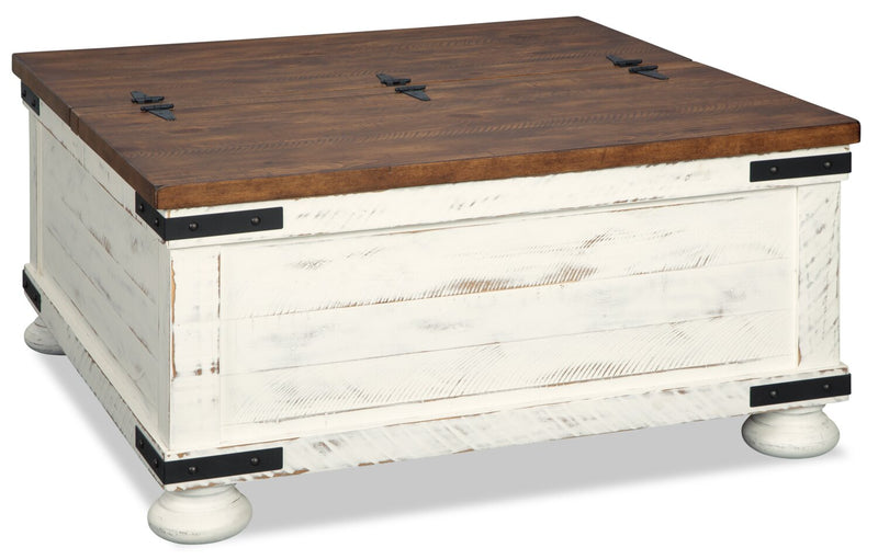 Benjy Coffee Table with Storage - White and Pine