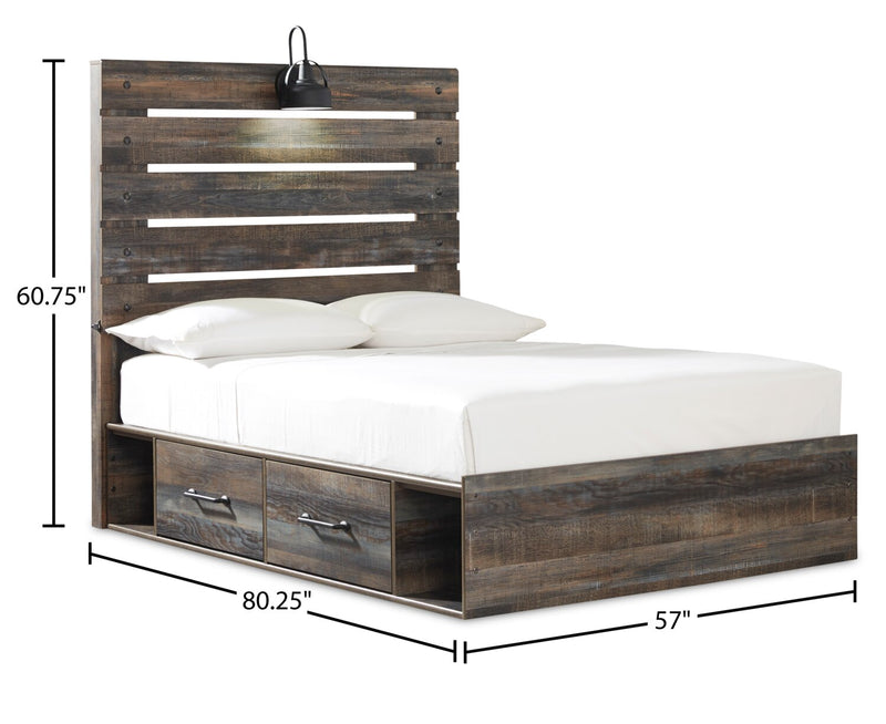 Abby Full Side Storage Bed - Brown
