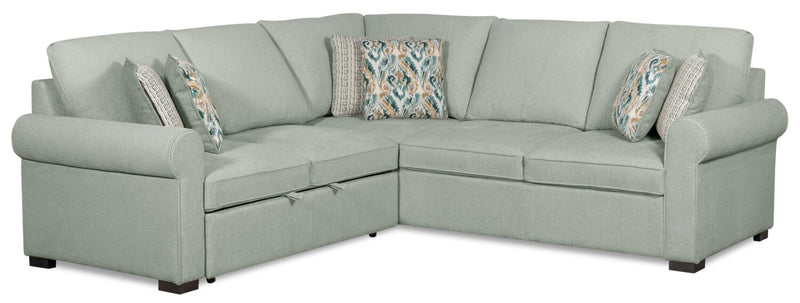 2-Piece Chenille Sectional with Left-Facing Sleeper Sofa - Seafoam