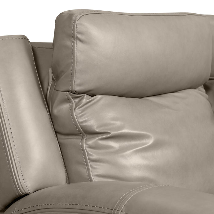 Prescott Genuine Leather Power Reclining Loveseat - Grey