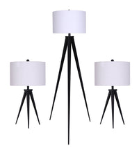 Skyler Matte Black 3-Piece Set, Floor and Two Table Lamps