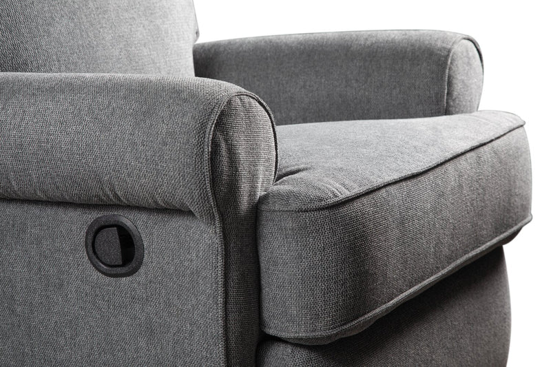 Bevin Chenille Swivel Glider Recliner - Grey
