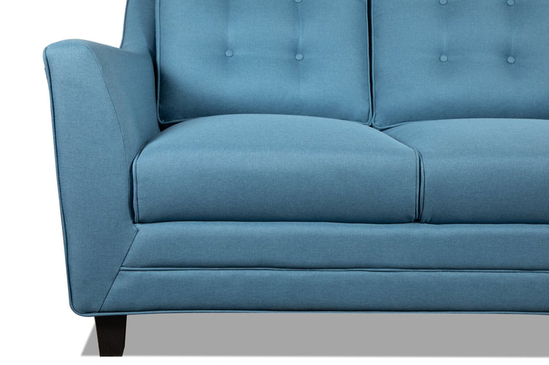 Novalee Linen-Look Fabric Loveseat - Blue