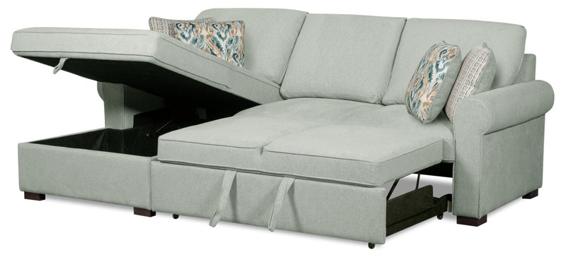 Haven 2-Piece Left-Facing Chenille Sleeper Sectional - Seafoam