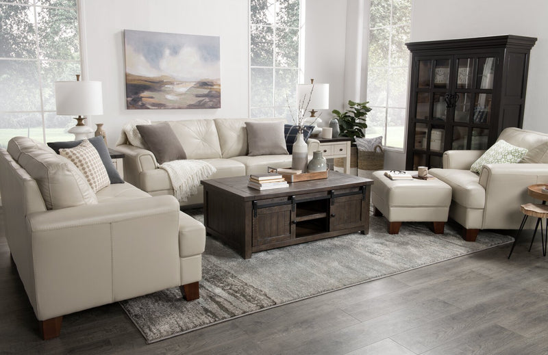 Vita 100% Genuine Leather Loveseat - Smoke