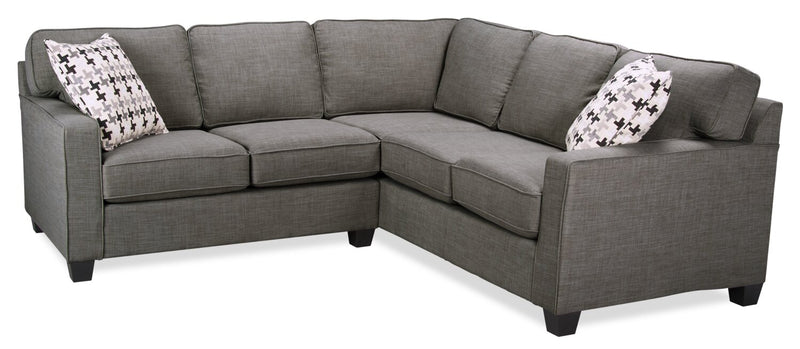 Sawyer 2-Piece Linen-Look Fabric Sectional - Charcoal Grey
