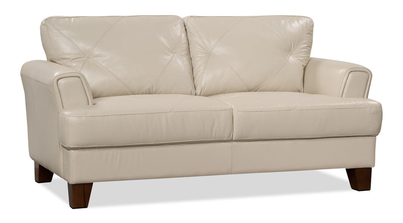 Vita 100% Genuine Leather Loveseat - Smoke