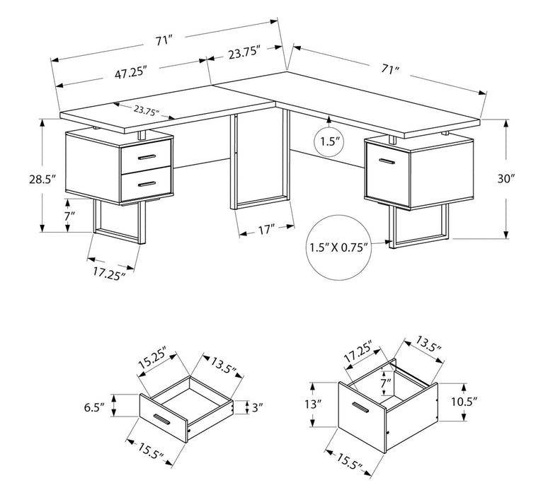 Marnie Reversible L-Shaped Corner Desk - Dark Taupe 