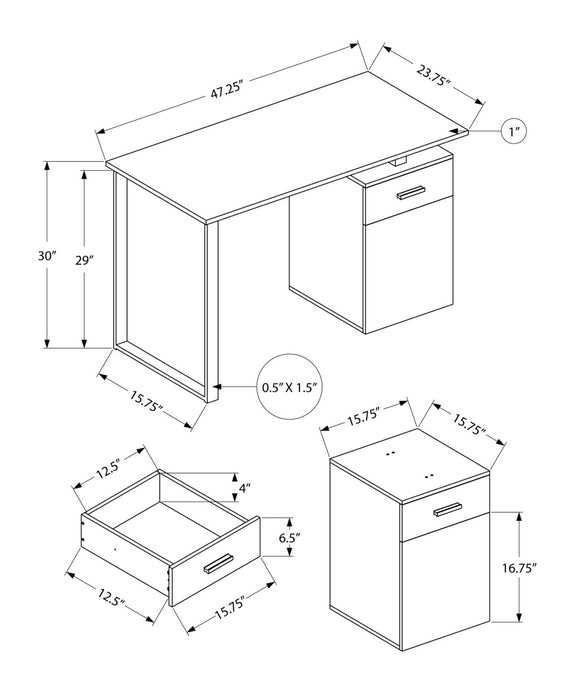 Remi Reversible Desk - White Marble-Look