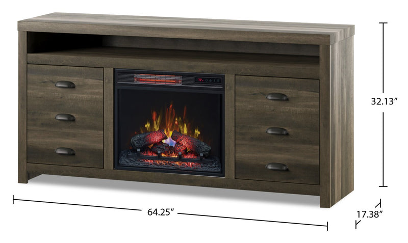 Haven 64\" TV Stand with Log Firebox