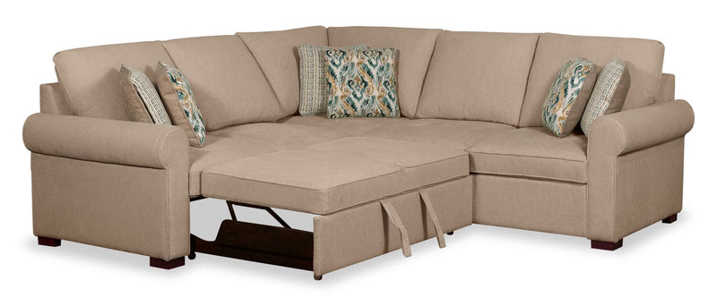2-Piece Chenille Sectional with Left-Facing Sleeper Sofa - Taupe