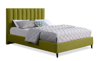 Kort & Co. Rain Upholstered Platform Bed in Green Fabric, Tufted - Queen Size 