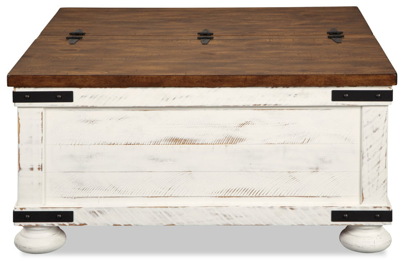 Benjy Coffee Table with Storage - White and Pine