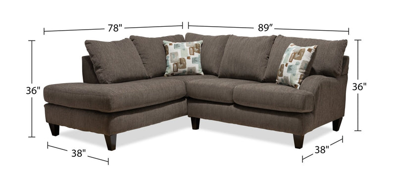 Nofia 2-Piece Chenille Left-Facing Sectional - Charcoal
