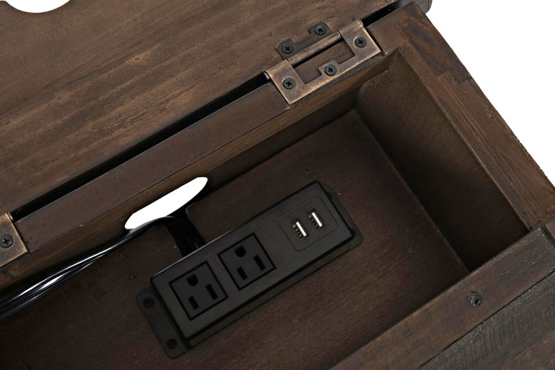 Morgan Chairside Table with USB - Brown