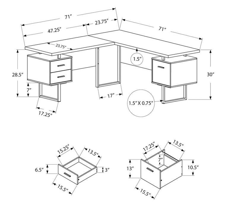 Marnie Reversible L-Shaped Corner Desk - Grey 