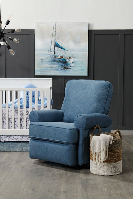 Bevin Chenille Swivel Glider Recliner - Blue